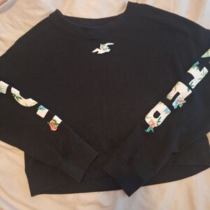Hollister Black Sweater with Floral Accents